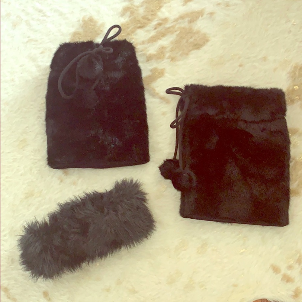 Black Fur Boot Hugs and Headband